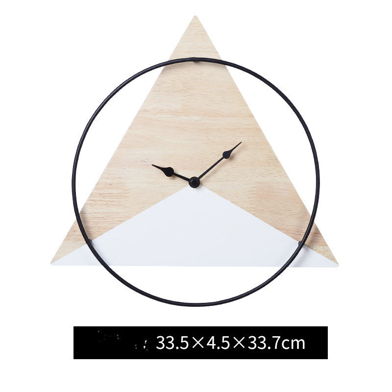 AX-Woody Modern Design Wall Clock Minimalism Art Silent Geometry Wooden