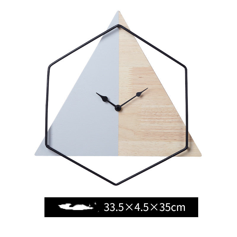 AX-Woody Modern Design Wall Clock Minimalism Art Silent Geometry Wooden