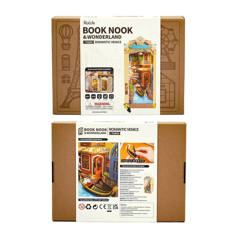 Rolife Romantic Venice DIY Book Nook Shelf Insert Kit, Only Supports TK And Independent Website Platforms