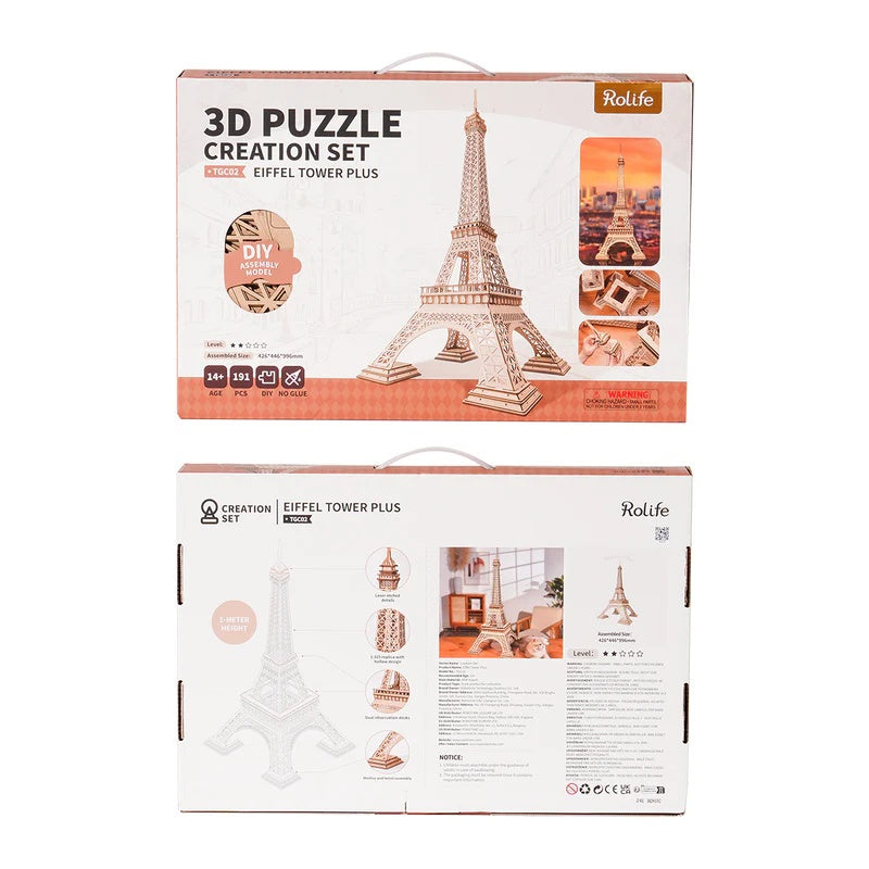 Rolife Eiffel Tower Plus 3D Wooden Puzzle, Only Supports TK And Independent Sites