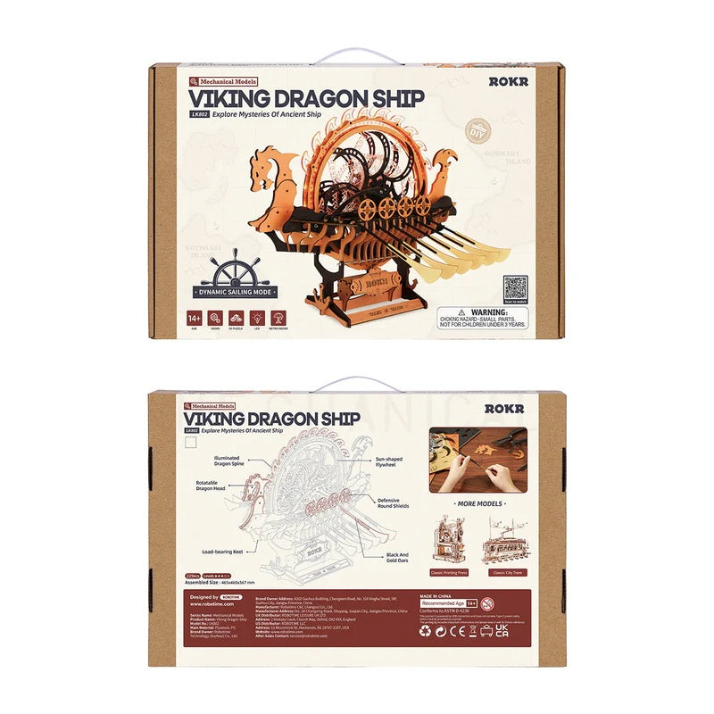 Rokr Viking Dragon Ship Mechanical 3D AX-Woody Puzzle, Only Supports TK And Independent Website Platforms