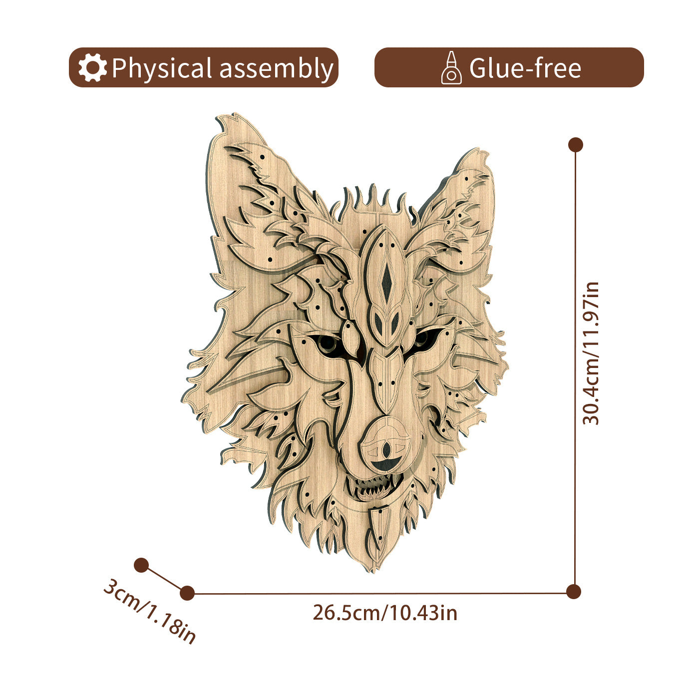 Home Fashion Simple Wolf Spirit Wood Carving Puzzle Toy