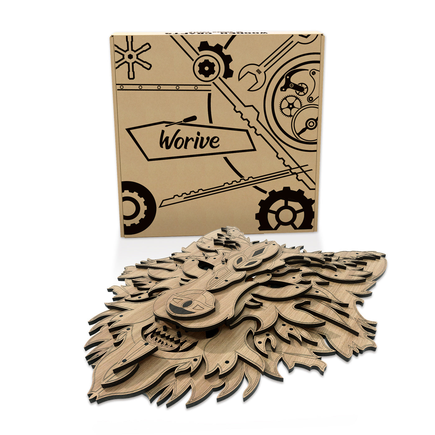 Home Fashion Simple Wolf Spirit Wood Carving Puzzle Toy