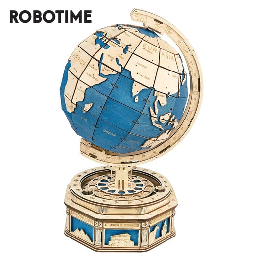 AX-Woody Rokr Globe Earth 567pcs 3D Wooden Puzzle Games Ocean Map Ball Assemble Model Toys Xms Gift