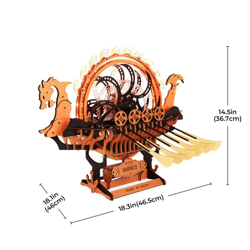 Rokr Viking Dragon Ship Mechanical 3D AX-Woody Puzzle, Only Supports TK And Independent Website Platforms