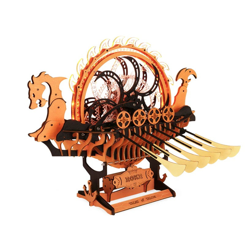 Rokr Viking Dragon Ship Mechanical 3D AX-Woody Puzzle, Only Supports TK And Independent Website Platforms